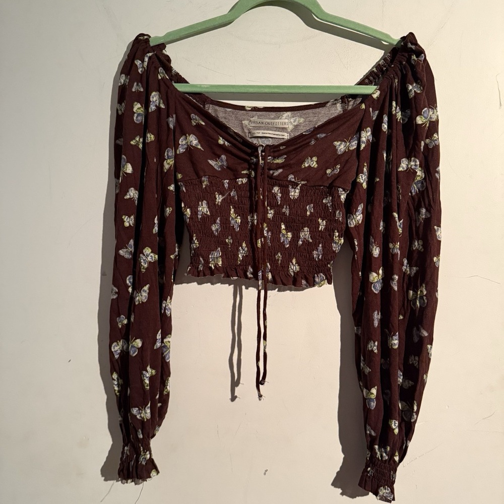 Y2K Urban Outfitters XS‎ Top Boho Cottagecore Fairy Festival Butterfly Earthy